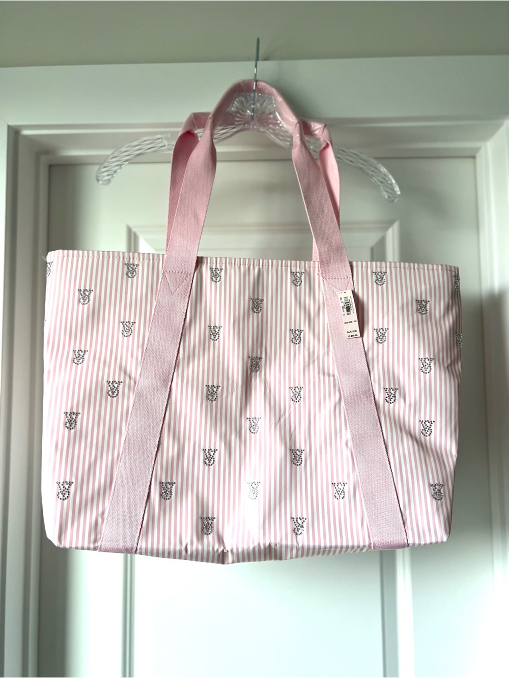 Victoria's Secret Pink Striped Logo Tote